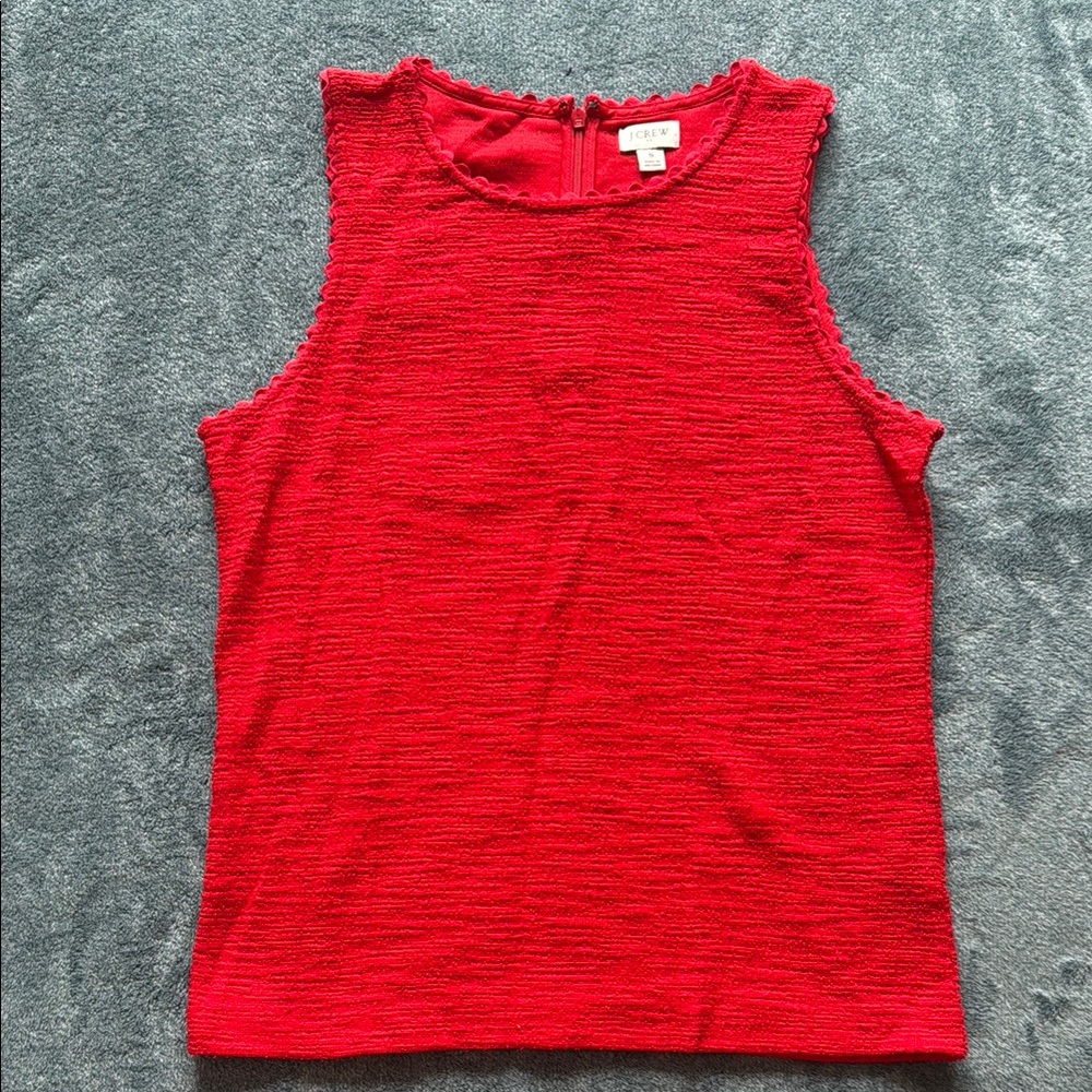Red Scalloped Sleeveless Top